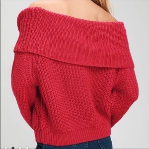 NWOT Lulu’s Red Knit Carmichael Sweater Size M